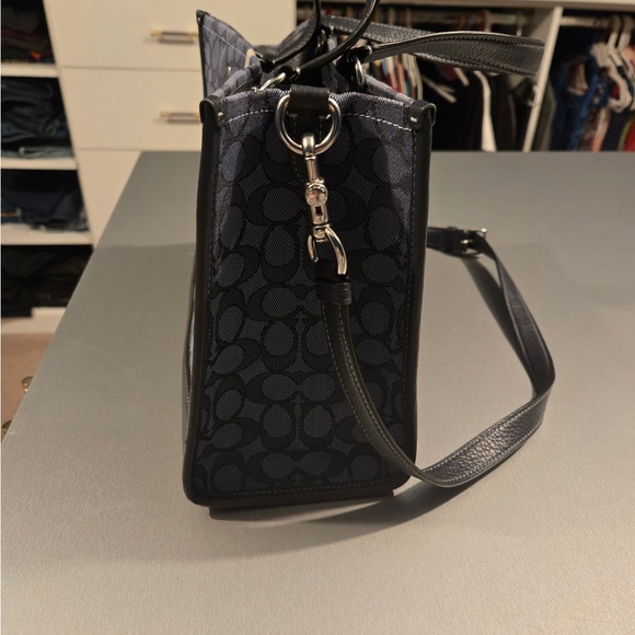 Coach Navy and Black Signature Tote - Picture 2 of 9